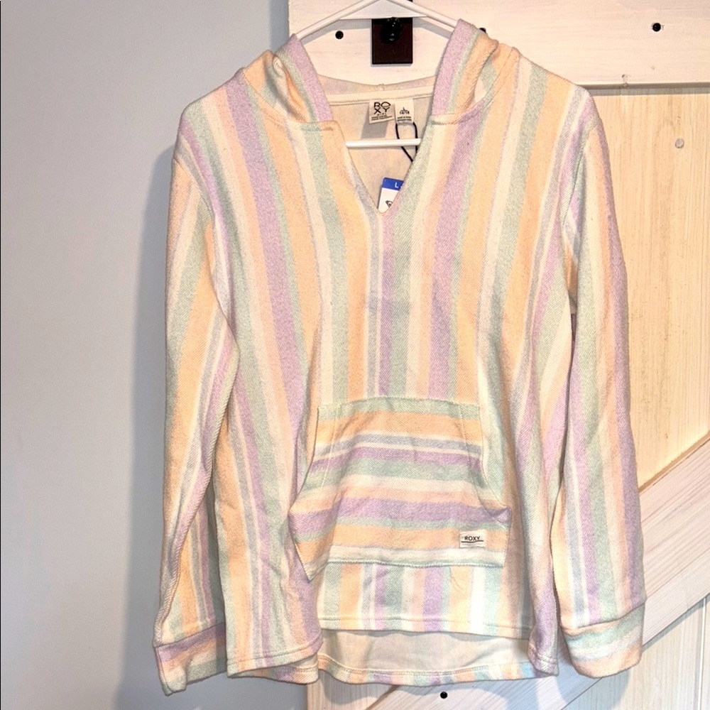 NWT Roxy Youth Baha Pastel Striped Hoodie